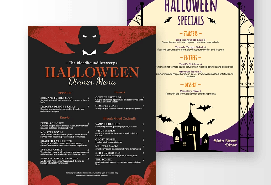 Halloween Menu Templates and Designs MustHaveMenus