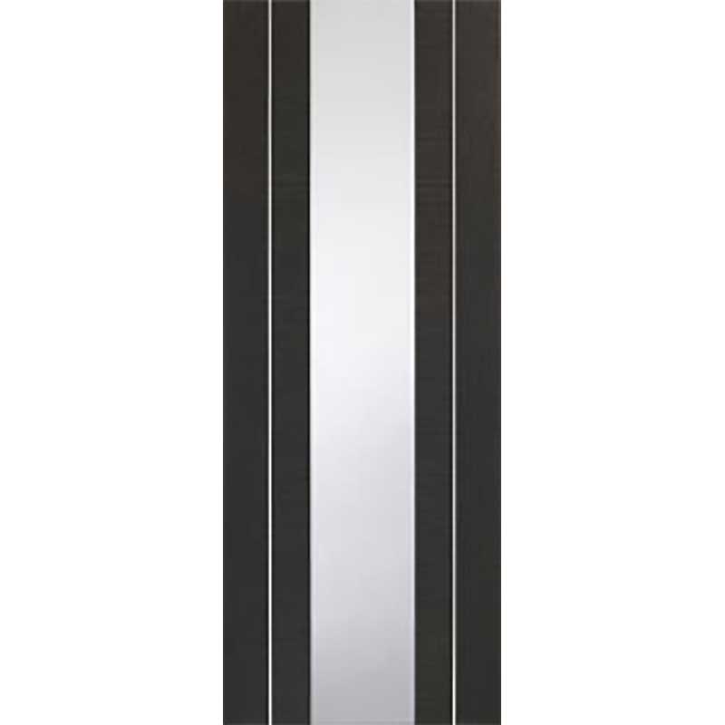 Forli PreFinished Dark Grey Door with Clear Glass Timber Door Merchants