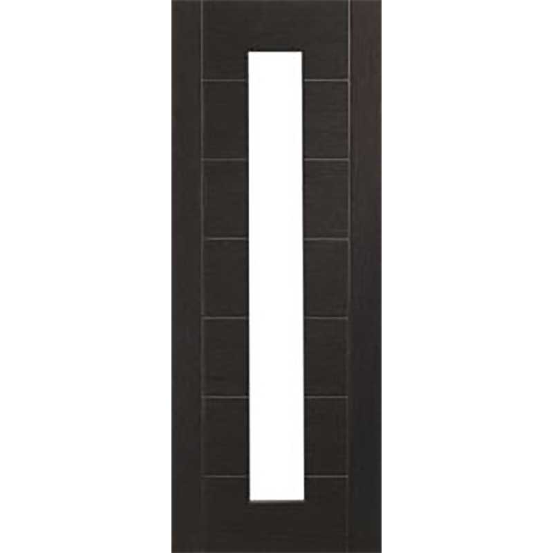 Palermo PreFinished Dark Grey Door with Clear Glass Timber Door