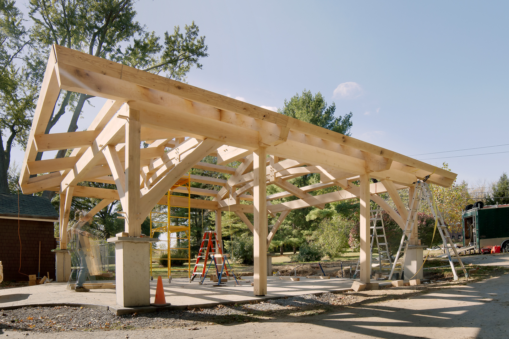 Build In Progress White Oak Pavilion in Interlaken, NY Woodhouse