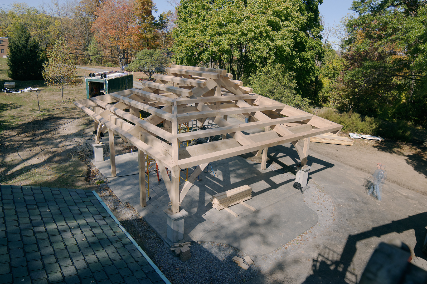 Build In Progress White Oak Pavilion in Interlaken, NY Woodhouse
