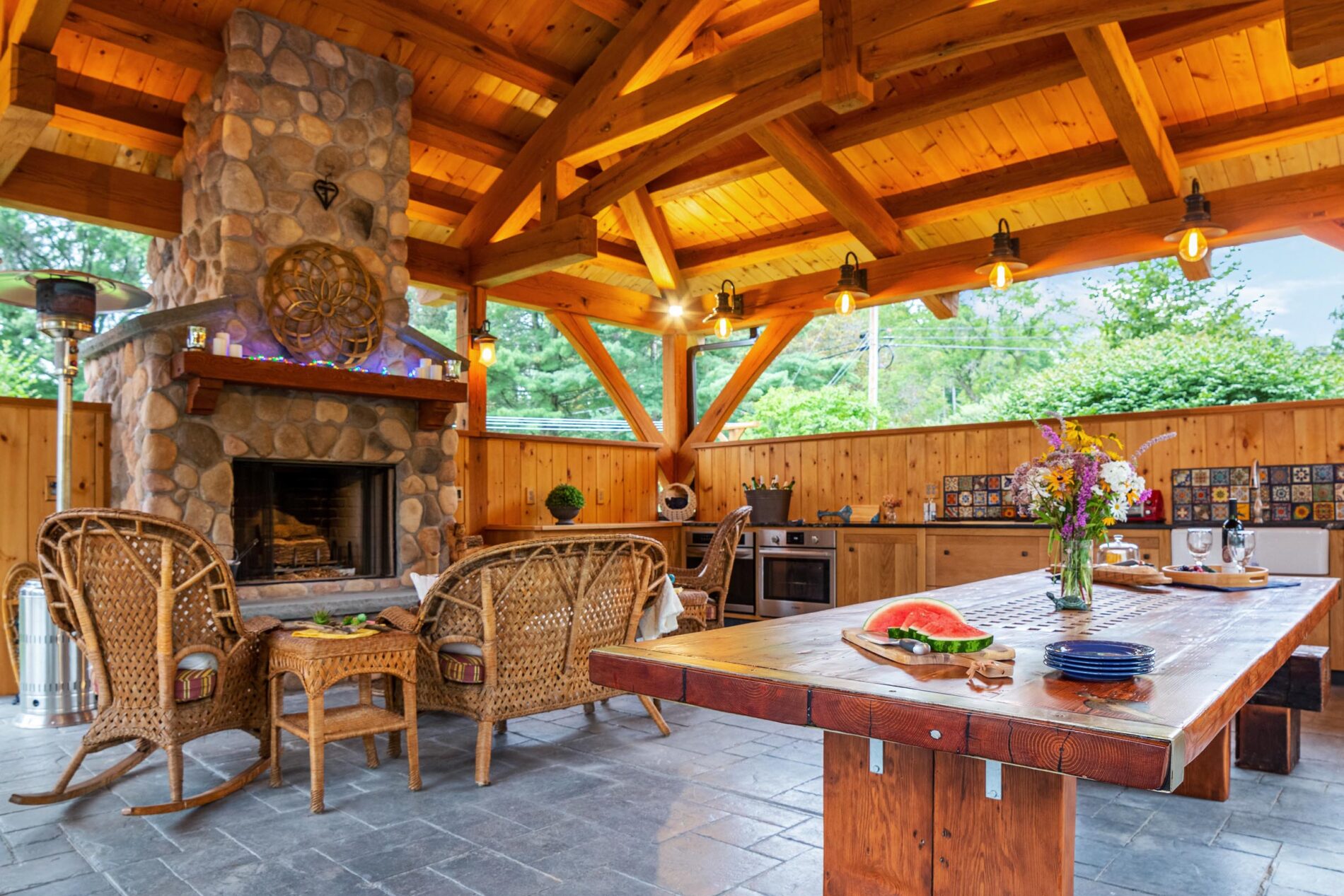 Inspiring Timber Frame Outdoor Kitchen Pavilion in Interlaken, NY