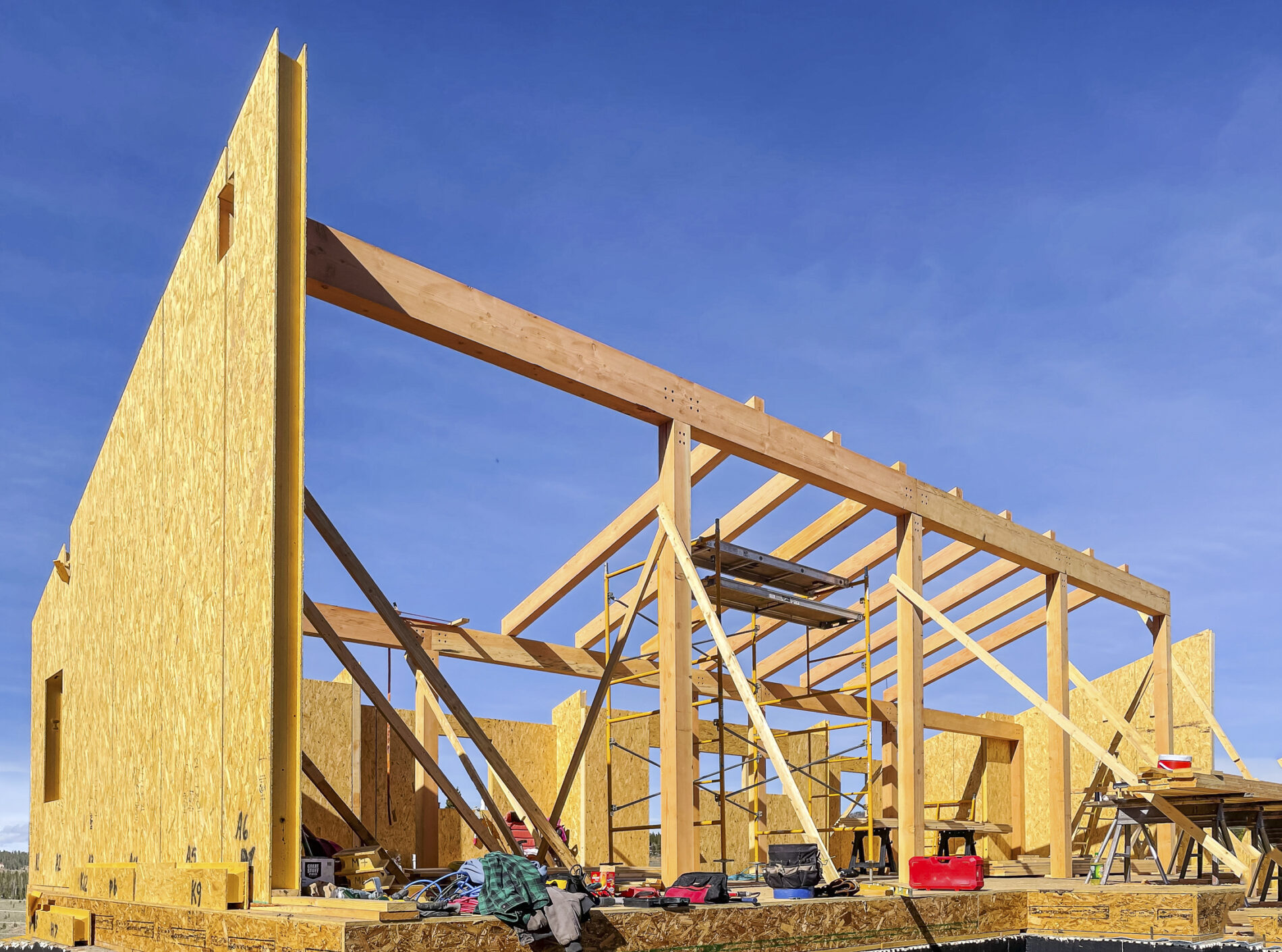 Build In Progress WaterRock Timber Frame Mountain Modern Home in