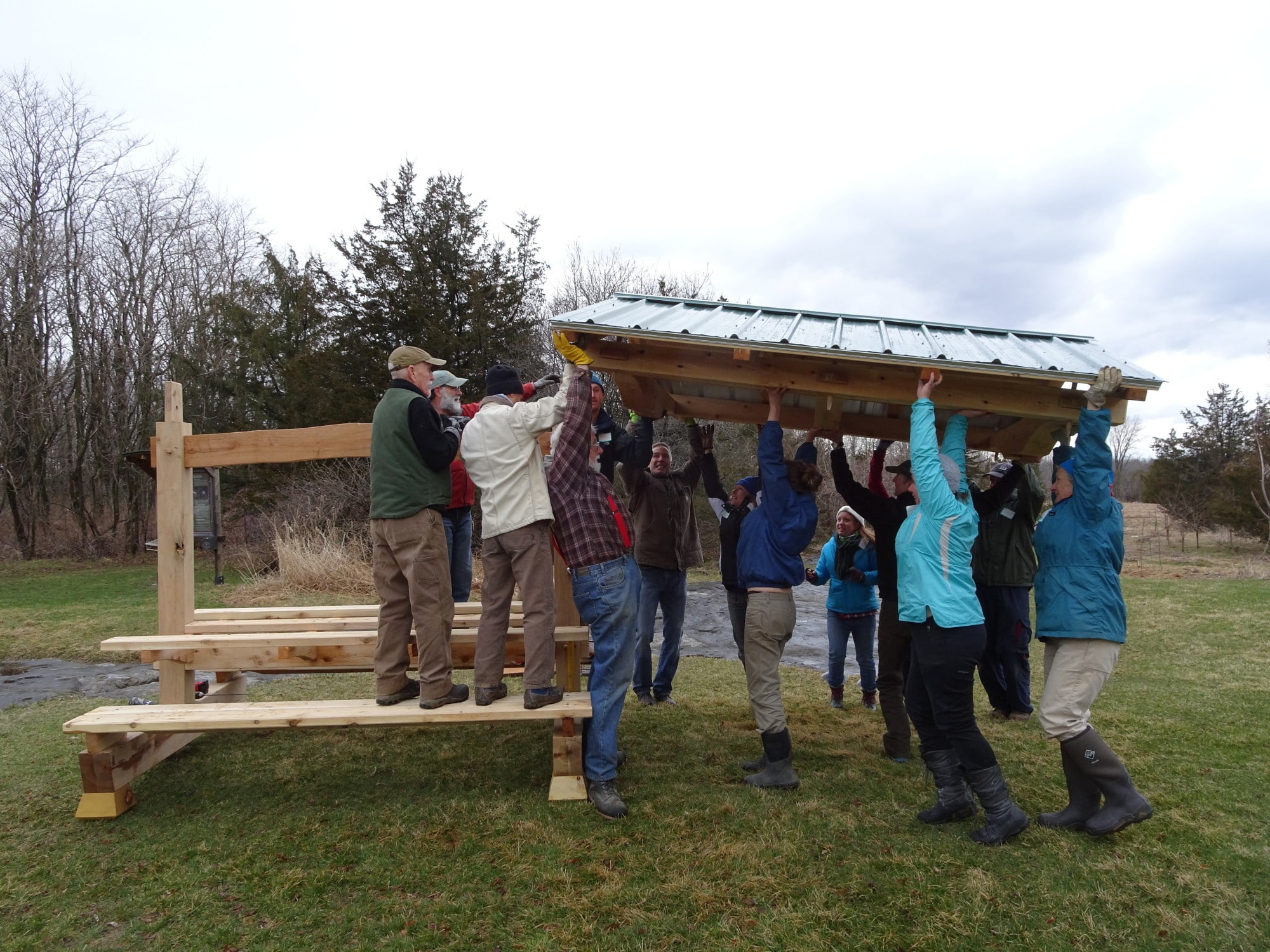Picnic Pavilion Timber Frame Shelter & Table Combined