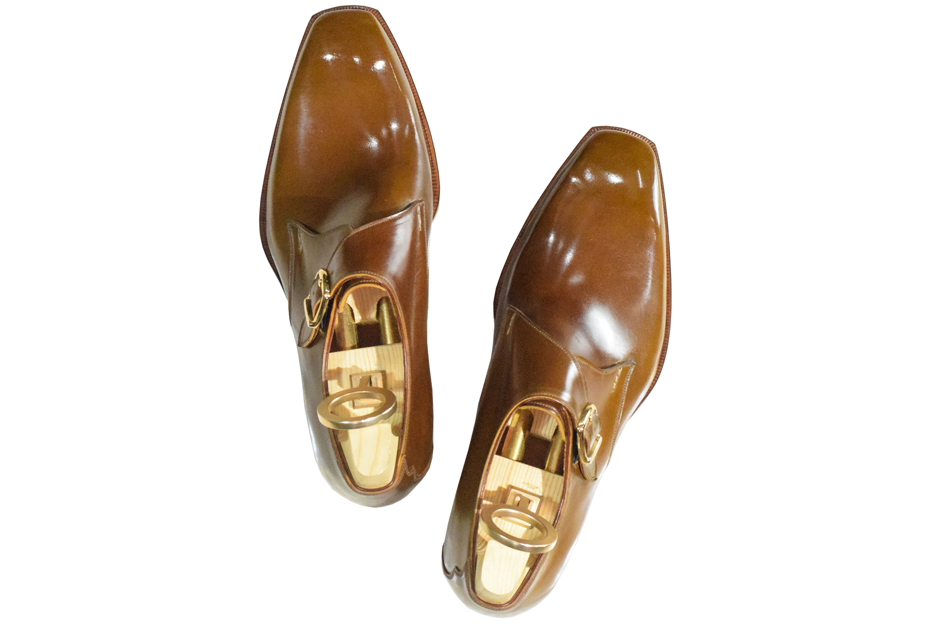 MTO Single monkstrap plain toe shoes Shell cordovan leather