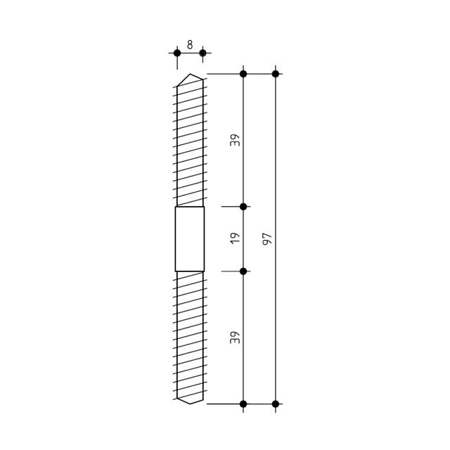 Double Ended Galvanised Screw 8mmØ
