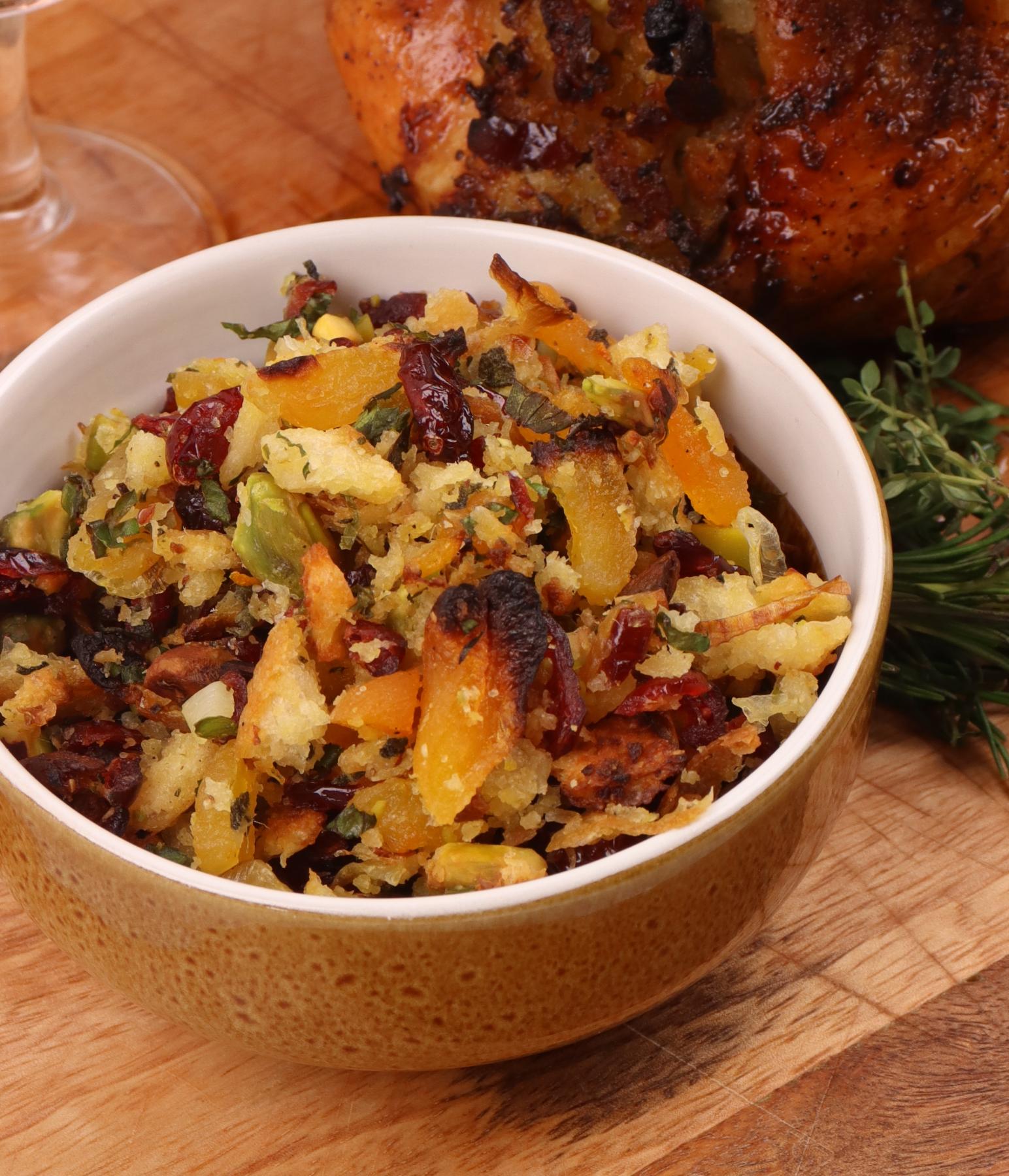 Roast Chicken with Fruit, Nut & Herb Stuffing Tim Bone Master chef