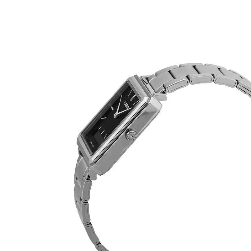 Casio Dual Time Black Dial Stainless Steel Watch MTPB205D1EDF