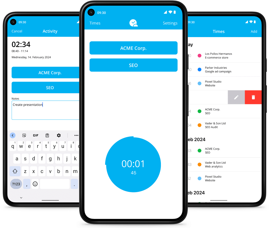 Free Time Tracking App for Android timeBuzzer