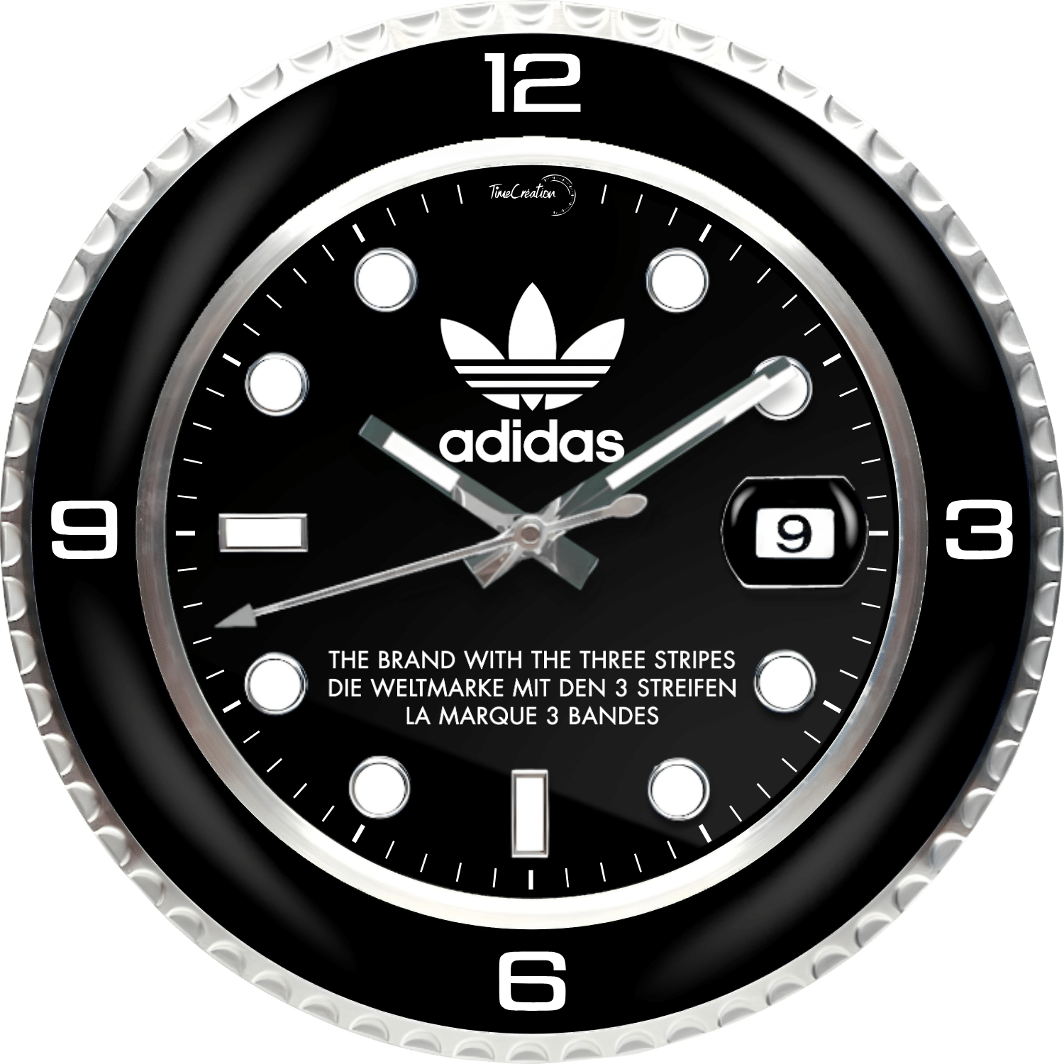 Luxury Adidas Wall Clock with Date Magnifier Interior Design Sport Wall clock • TimeCreation
