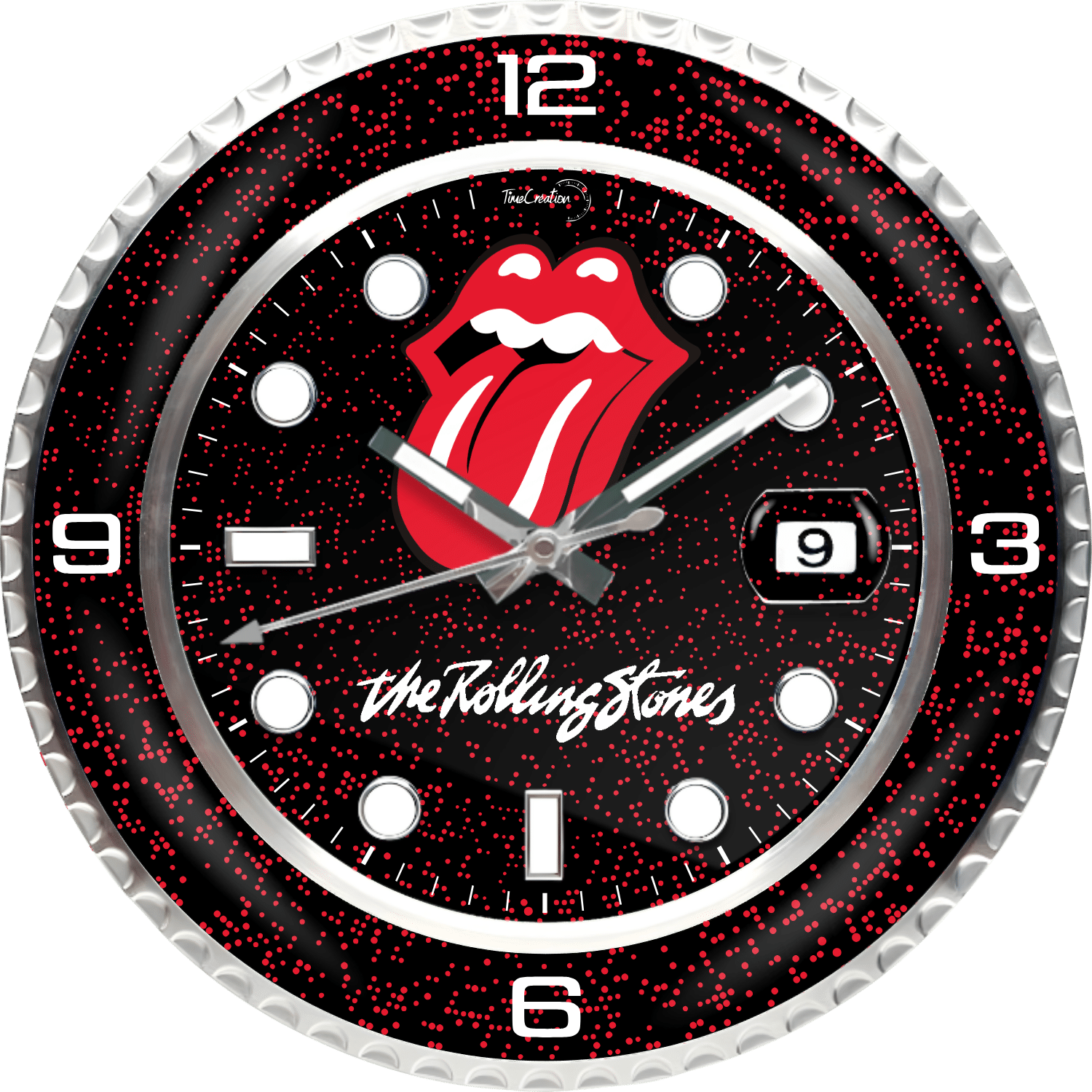 Luxury The Rolling Stones Wall Clock with Date Magnifier Interior