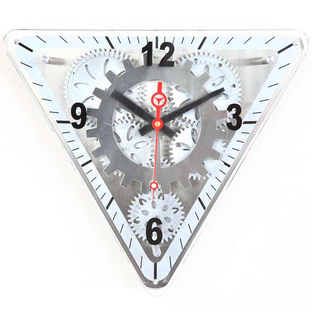 MovingGear Wall Clock with Glass Cover Triangle
