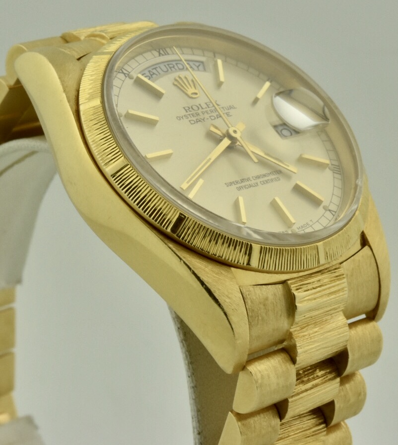 Men S Rolex Day Date President 36mm 18k Gold Bark Finish 18078 Mint