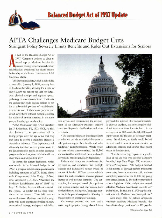 Balanced Budget Act Passed. APTA Centennial