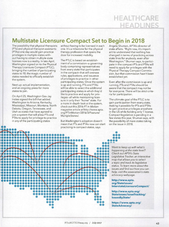 Physical Therapy Licensure Compact Launches with 10 Participating