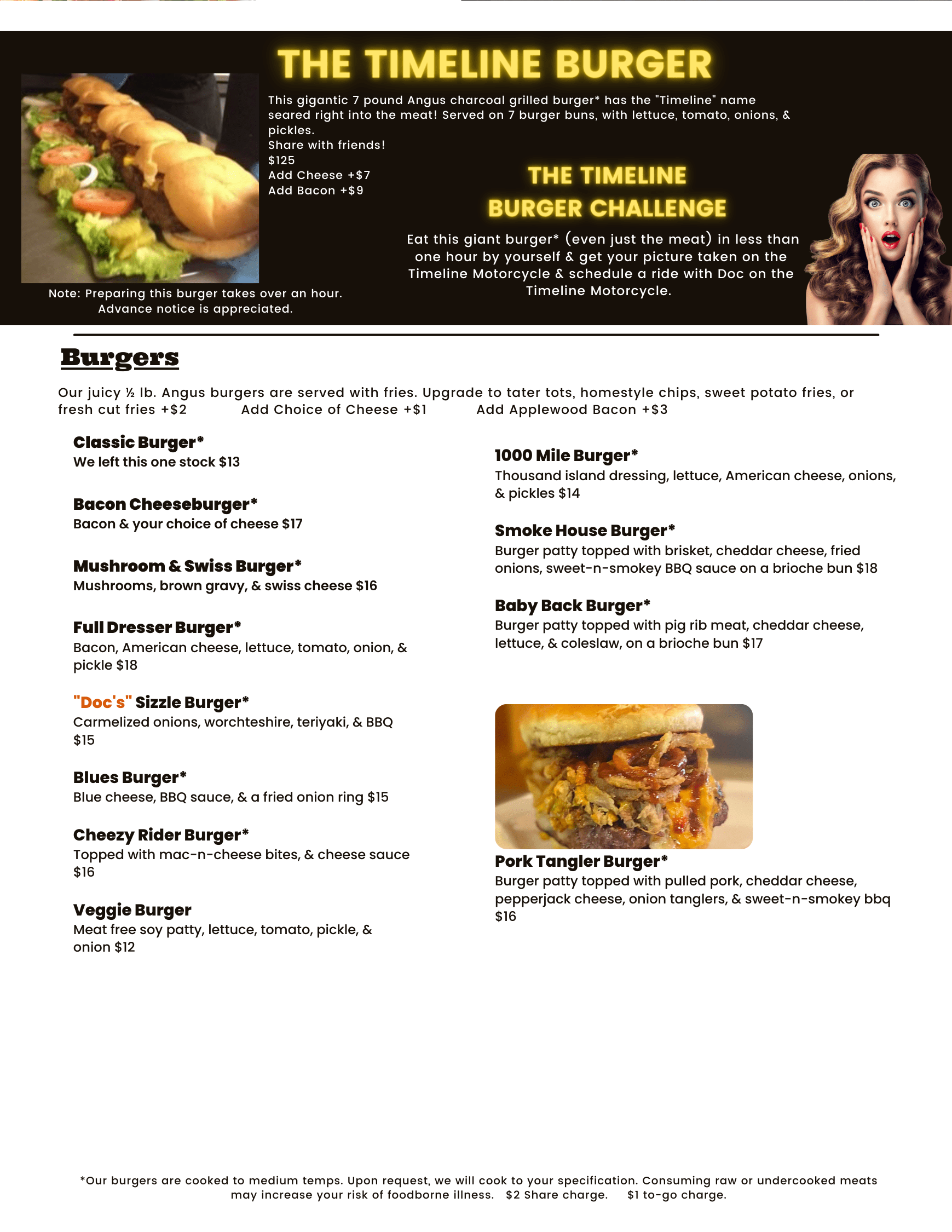 Lunch & Dinner Menu Timeline Saloon & BBQ W2707 State Highway 29