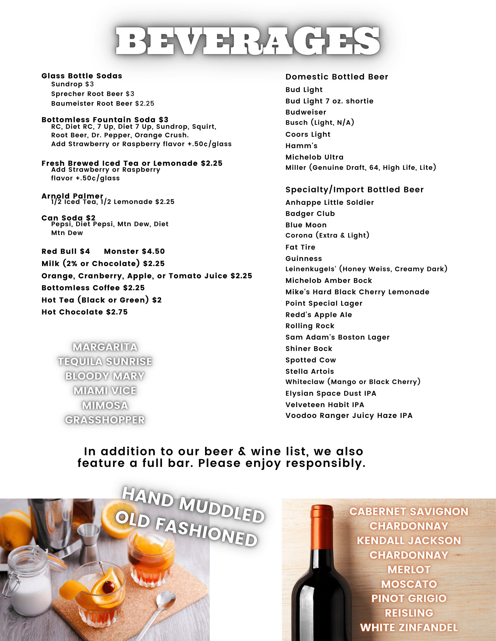 Lunch & Dinner Menu Timeline Saloon & BBQ W2707 State Highway 29