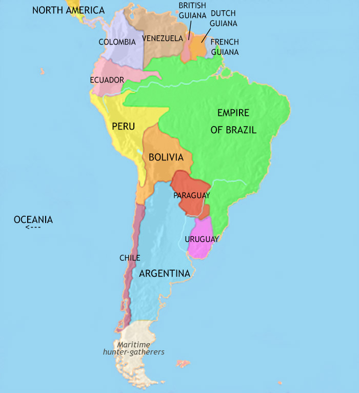 Simon Bolivar Revolution Map