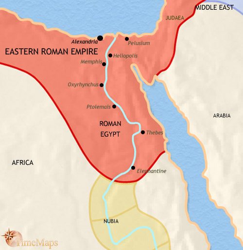 Map showing Ancient Egypt history at the time of the Great Pyramids