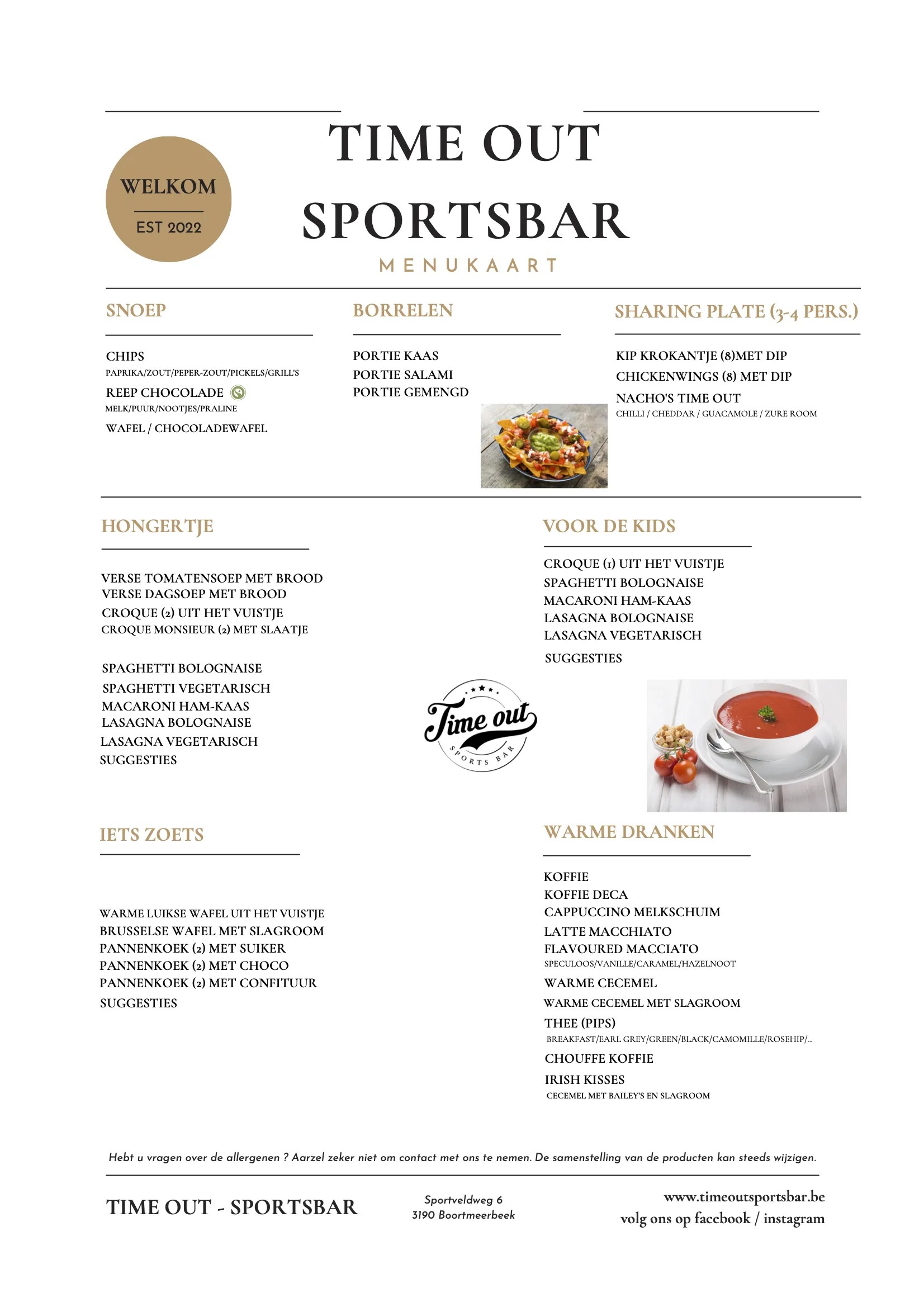 Menu Time out Sportsbar