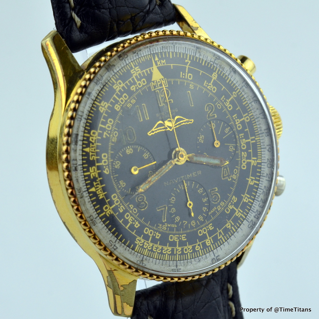 BREITLING NAVITIMER 806 GOLD FILLED 93 BEADED BEZEL DOUBLE LOGO GILT