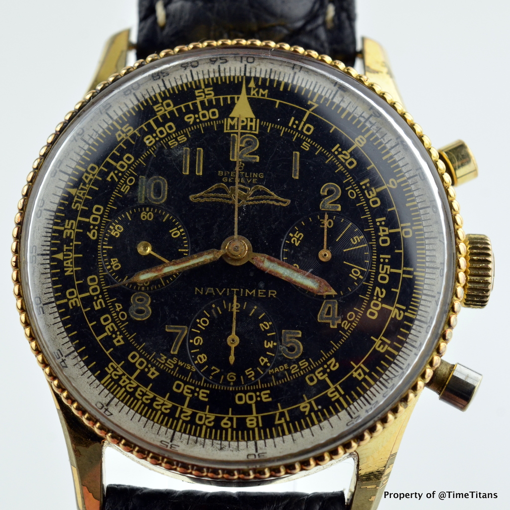BREITLING NAVITIMER 806 GOLD FILLED 93 BEADED BEZEL DOUBLE LOGO GILT