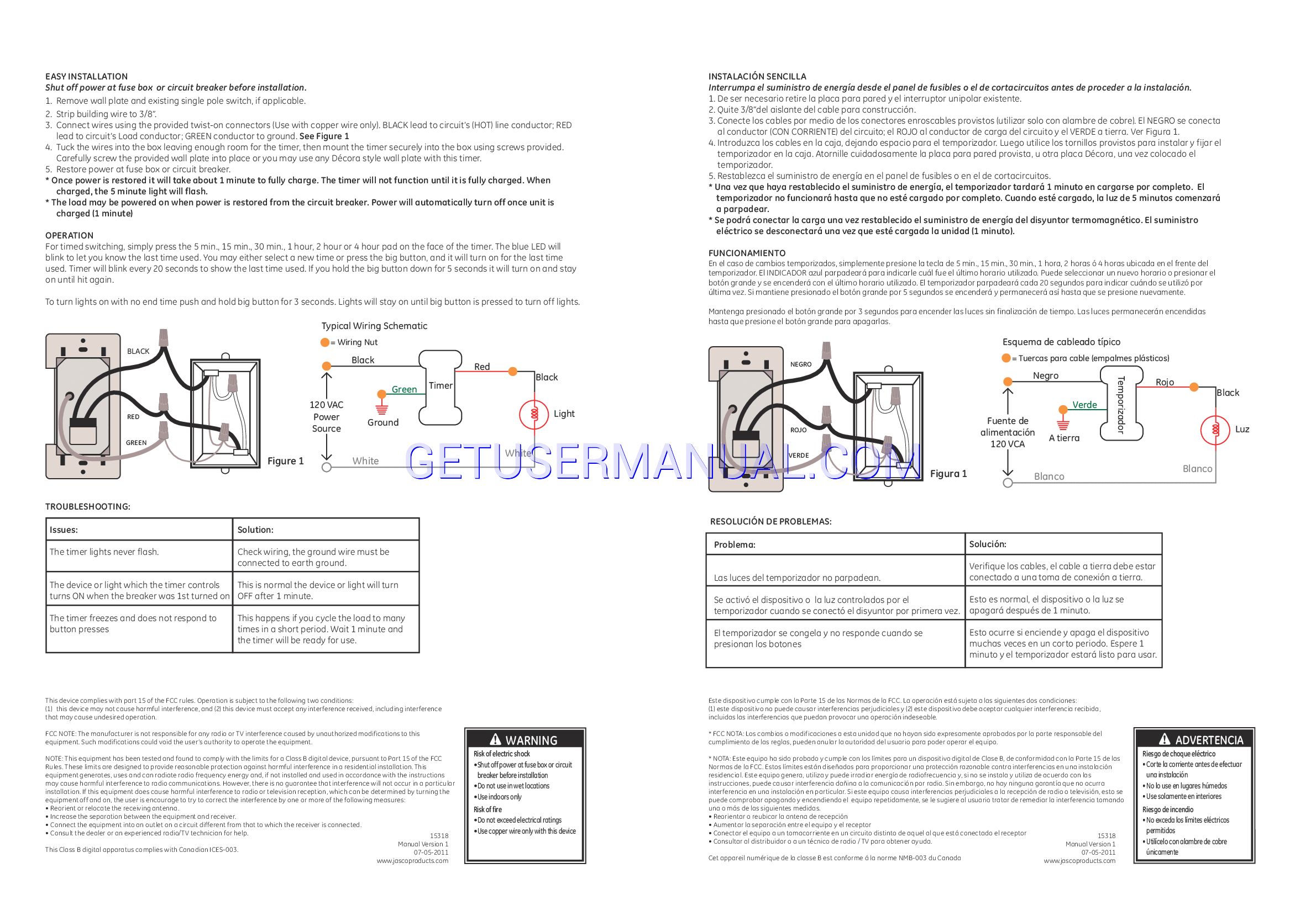 GE Timers 15318 Push Button Countdown Timer Owner's Manual download free