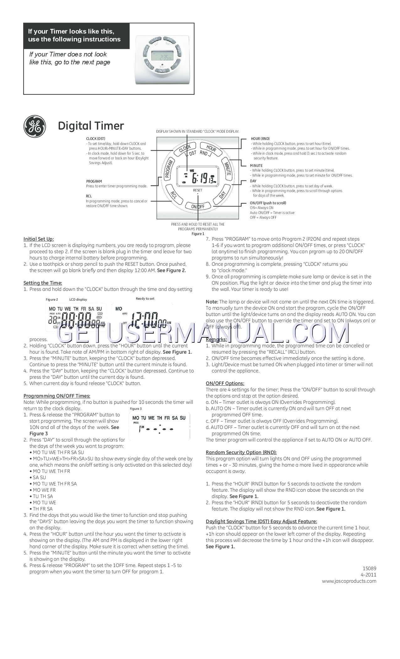 GE TIMER 15089 INSTRUCTIONS PDF