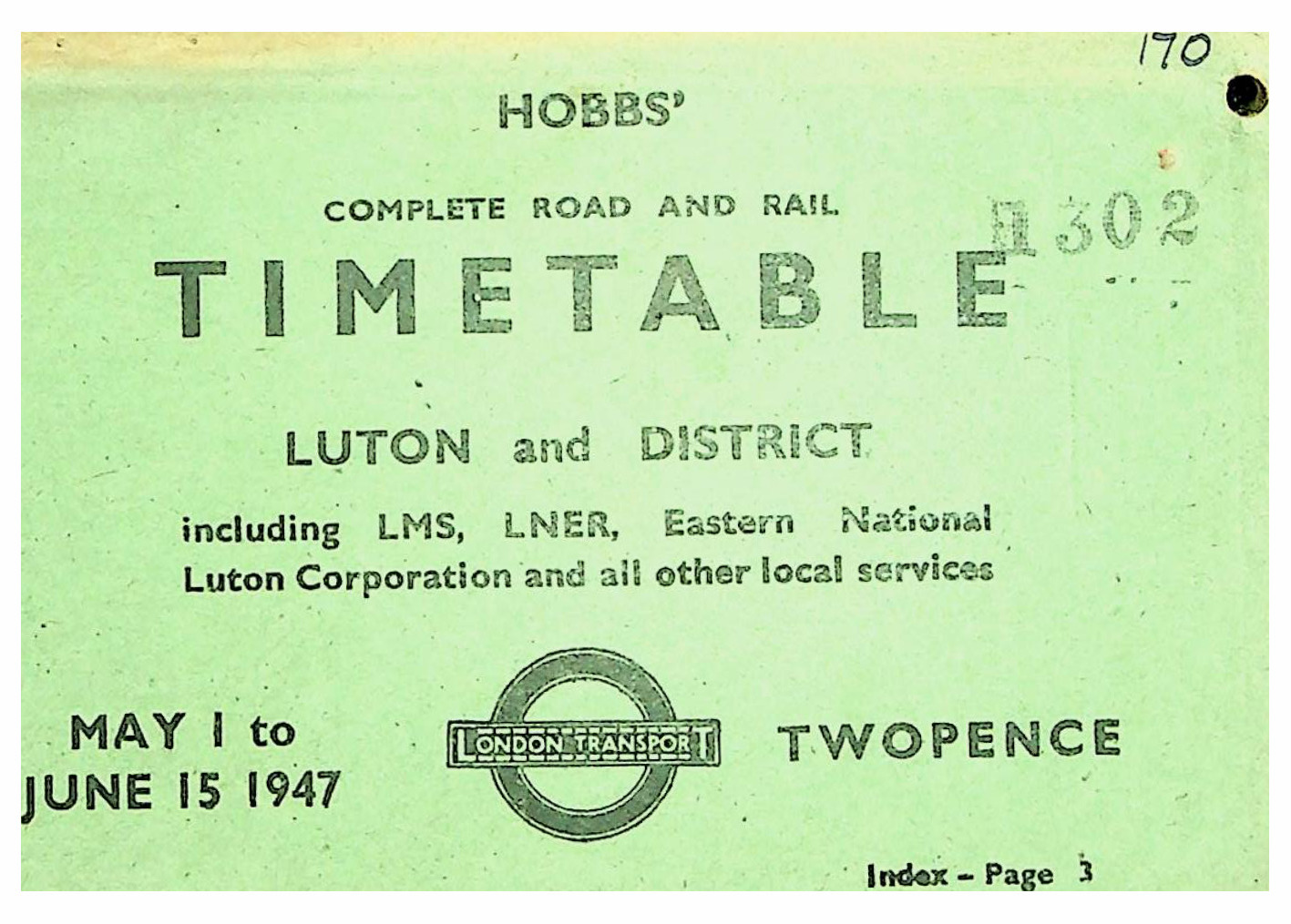 Hobbs’ Timetable for Luton (Rail & Bus) 194706 [Great Britain] Timetable World