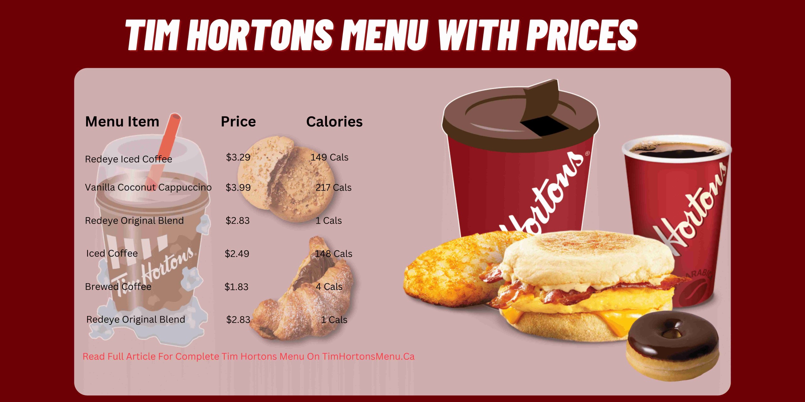 Tim Hortons Menu Prices Canada [2023 December] ️