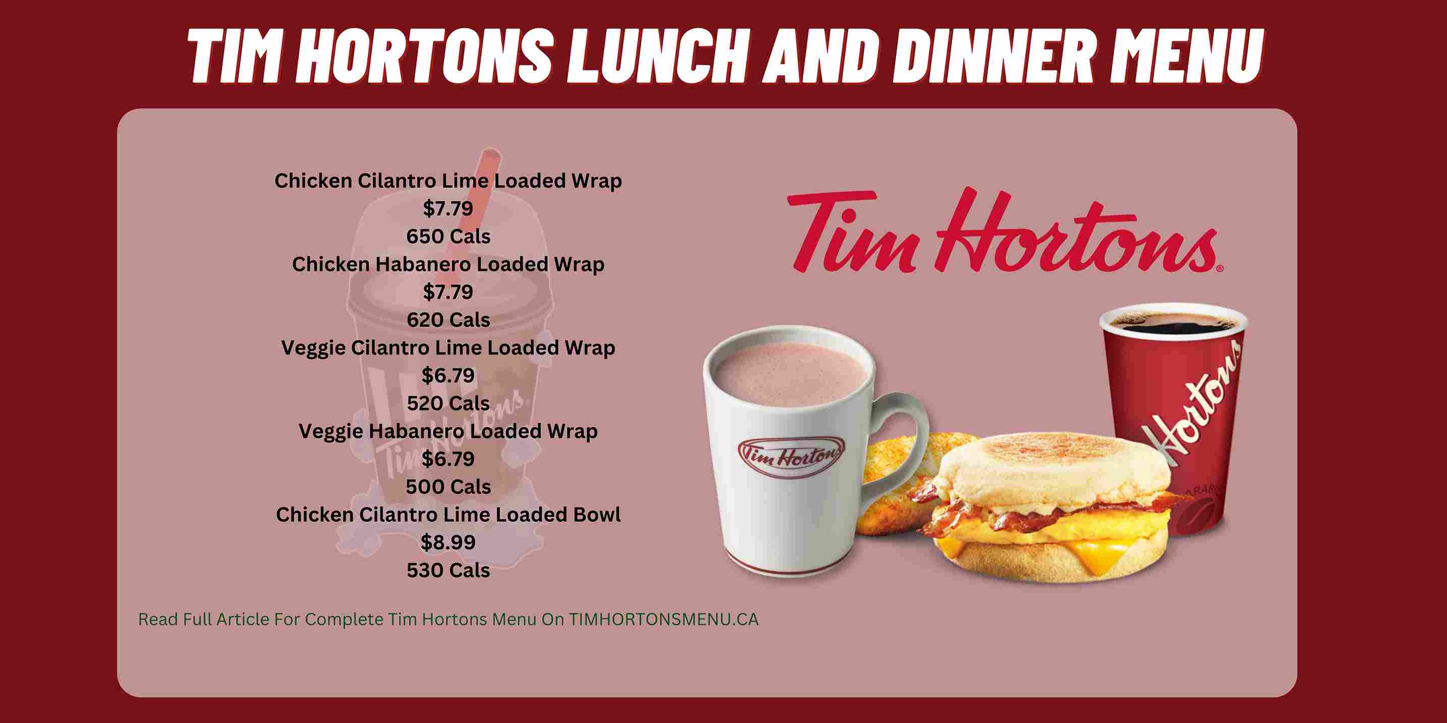 Tim Hortons Lunch And Dinner Menu Prices 2024 Tim Hortons Menu Prices