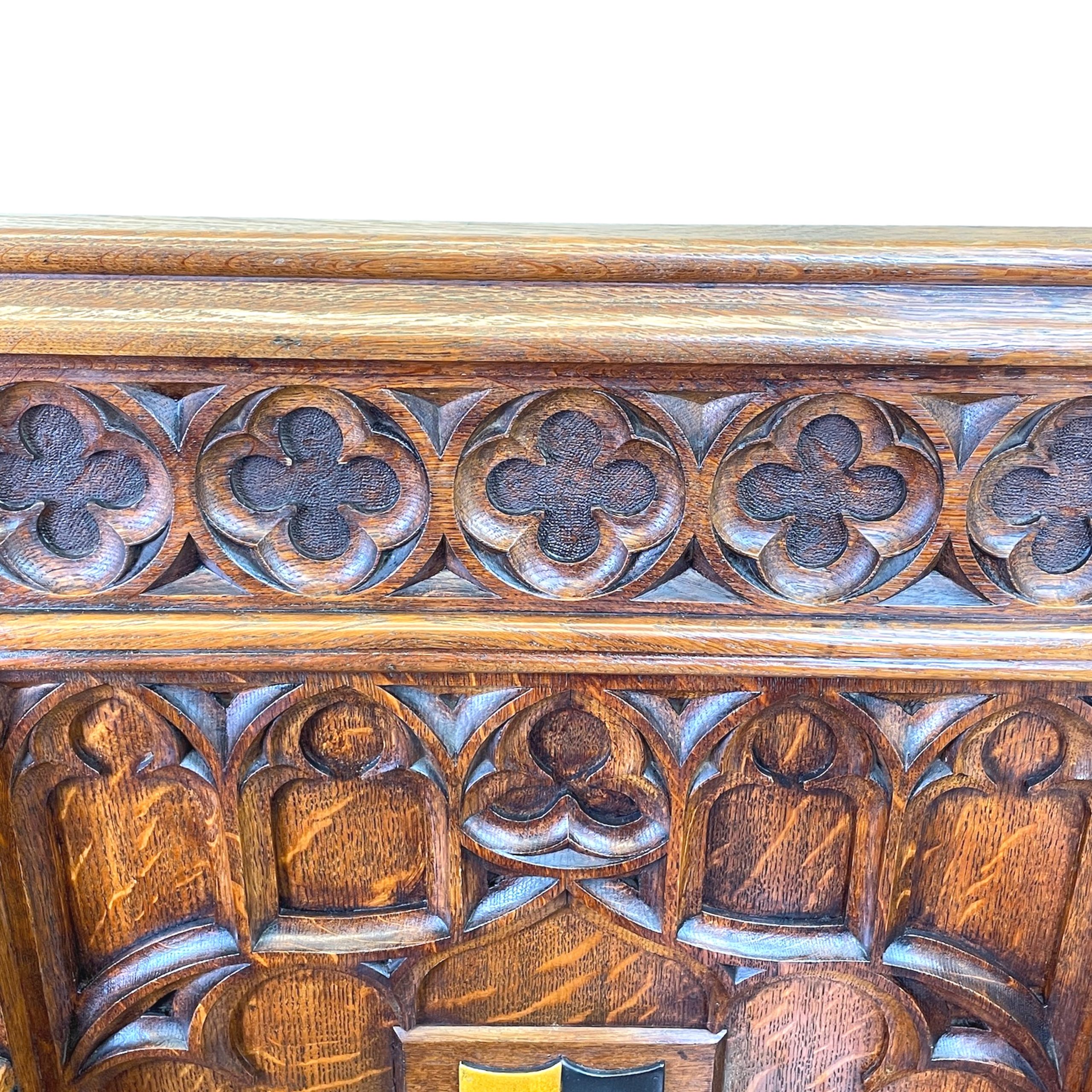 Large Pair Of Gothic Oak Chairs S&S Timms Antiques
