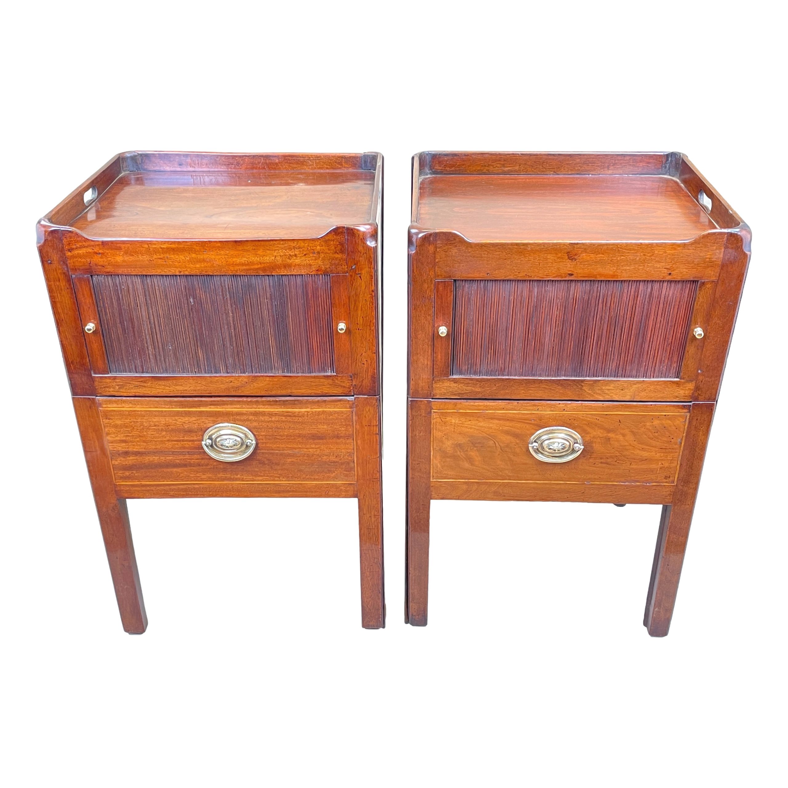 Matched Pair Of Mahogany Night Tables S&S Timms Antiques