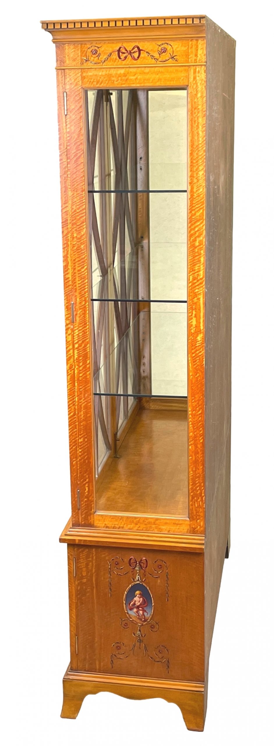 Satinwood & Polychrome Painted Display S&S Timms Antiques