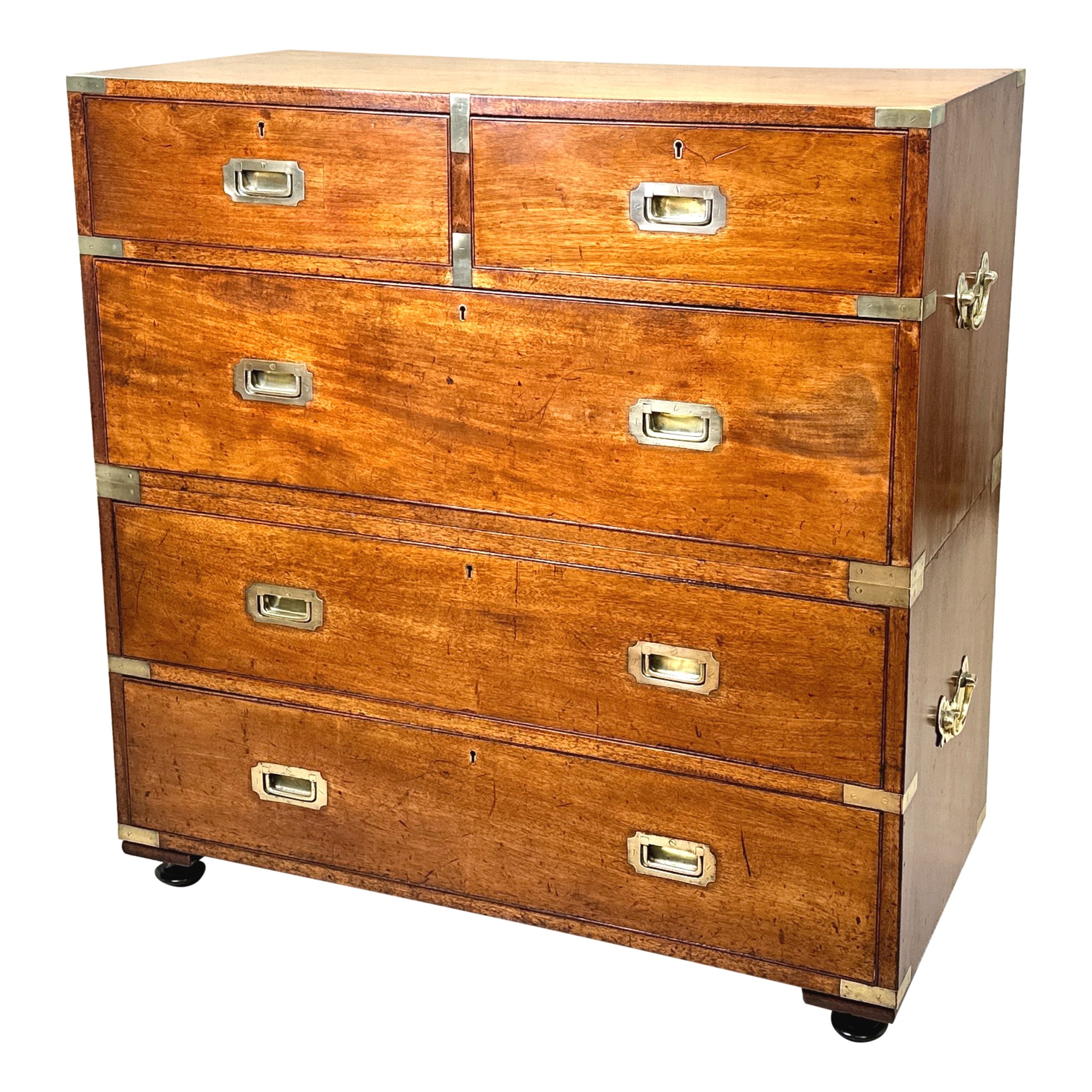 Mahogany & Camphor Military Campaign Chest Of Drawers S&S Timms Antiques