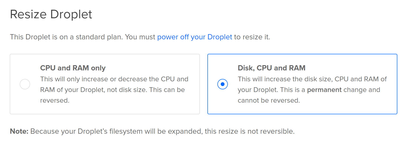 Resizing your Digital Ocean Droplet