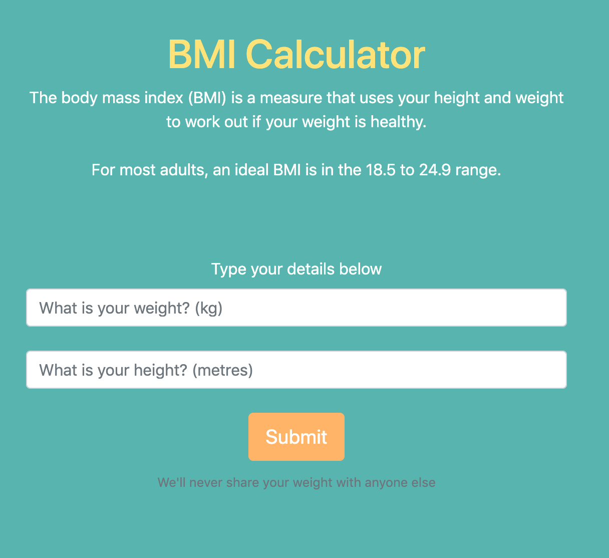 GitHub timscullygithub/bmicalculator