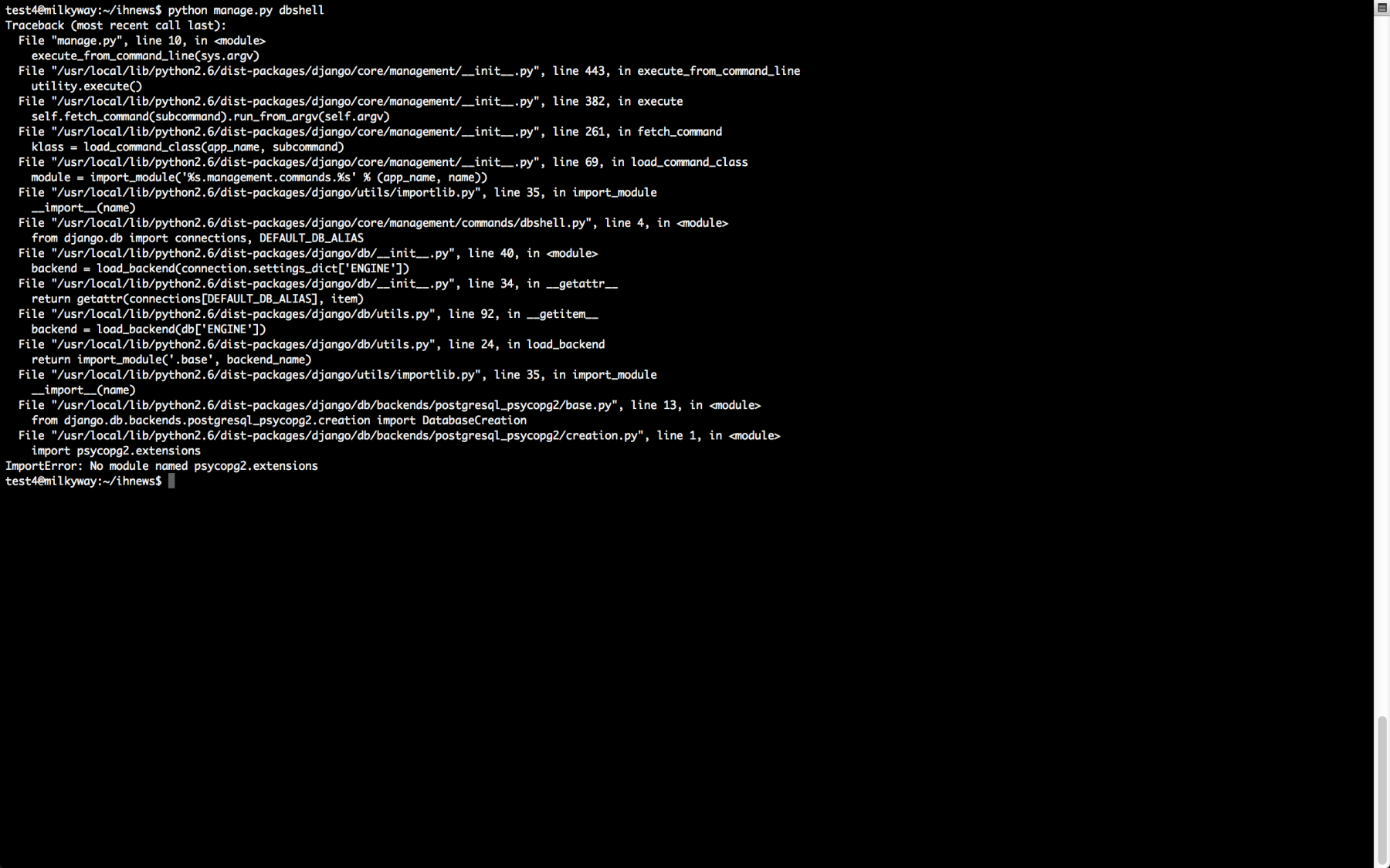 Django ImportError No module named psycopg2.extensions Timur Aykut