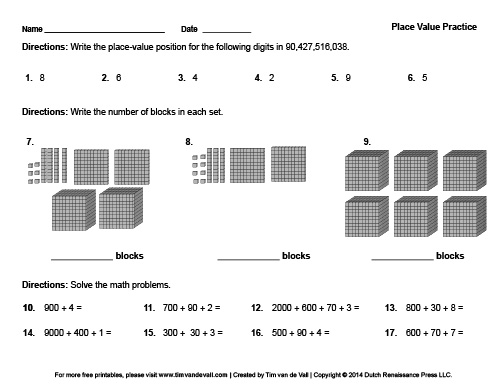 Printable Place Value Blocks | Free Math PDFs for Students / Teachers