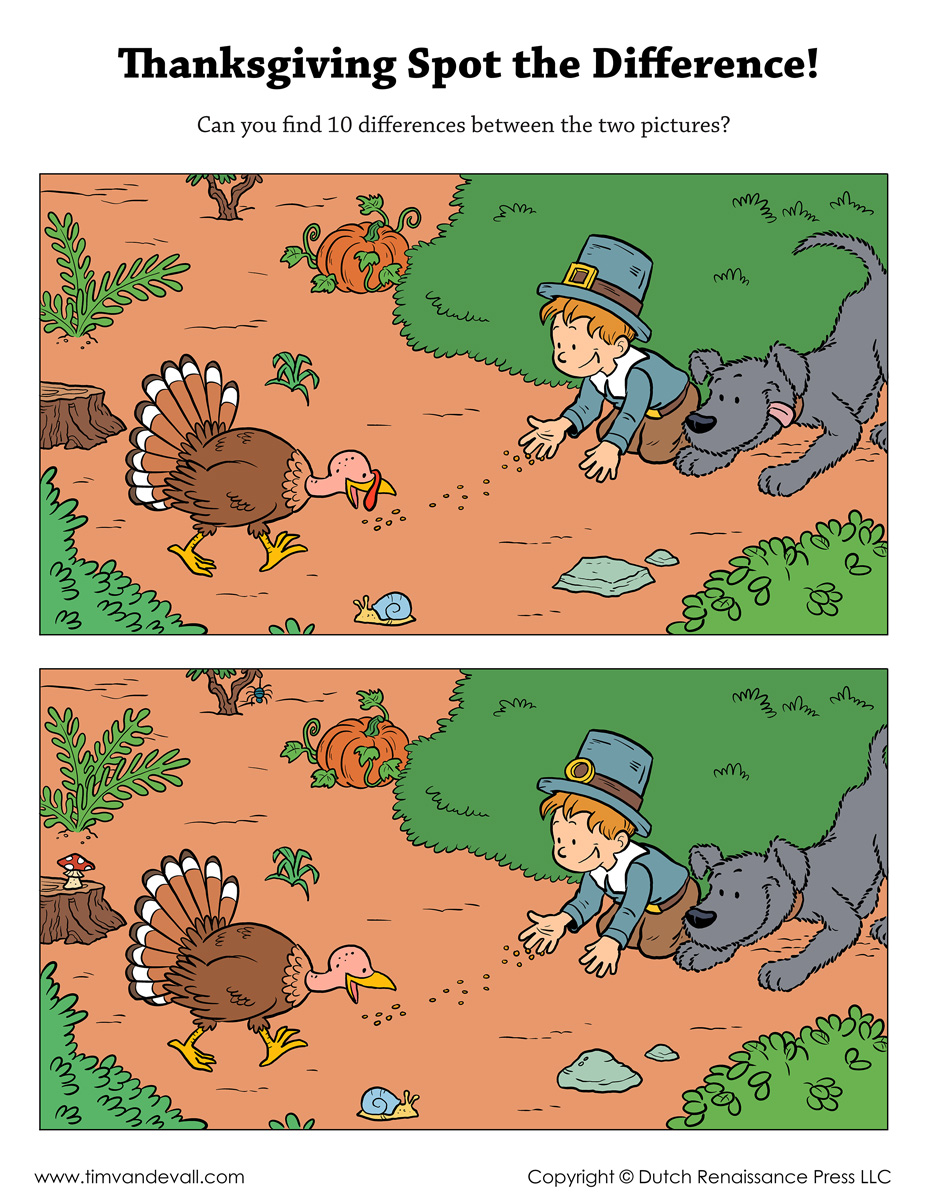 Thanksgiving Spot the Difference Tim's Printables