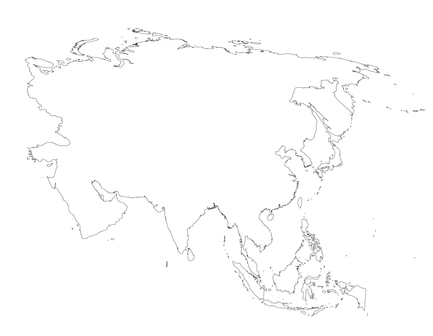 Blank Map Of Asia Countries Blank Map of Asia Printable