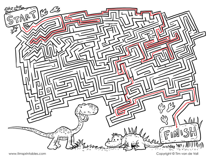 dinosaurmazeanswerkey Tim's Printables