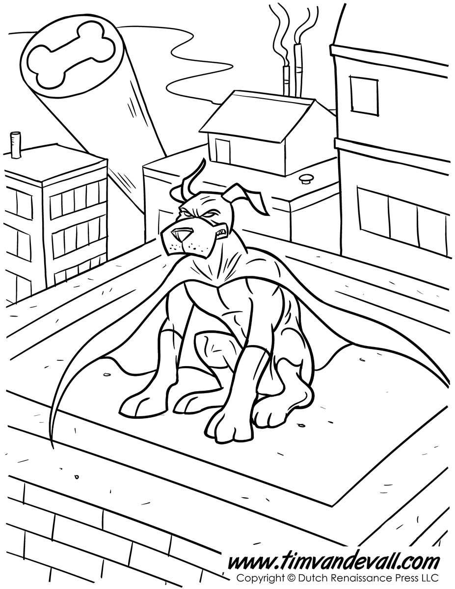 Superhero Dog Coloring Page Tim's Printables