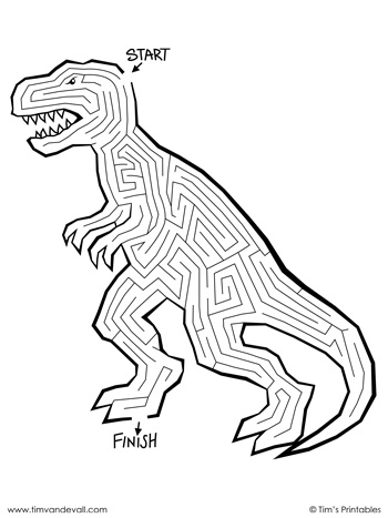 T. Rex Maze - Tim's Printables
