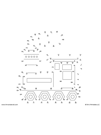 Train Dot-to-Dot - Medium Difficulty - 100 Dots - Tim's Printables