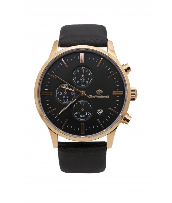 Rose gold case Monaco Black Edition TW quartz watch with black band