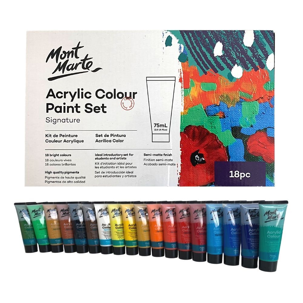 Mont Marte Signature Paint Set Acrylic Paint 18pc x 75ml Tubes Ting