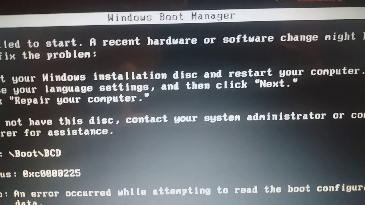 Ошибка windows failed to start a recent hardware or software change might