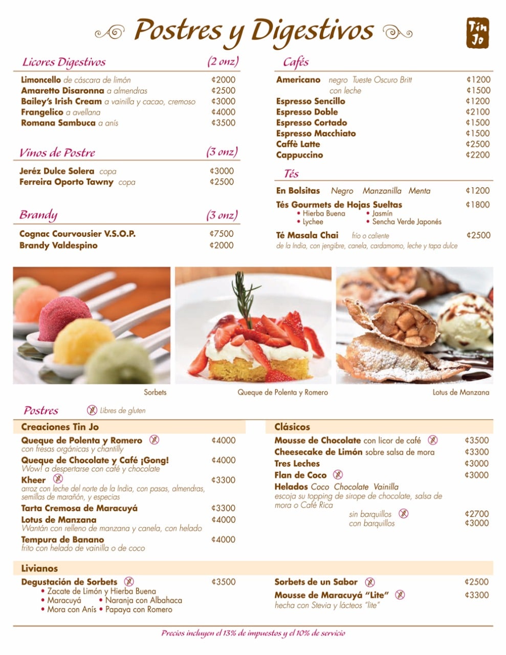 Nuestro menú, esquisitos platos de comida asiática Restaurante Tin Jo