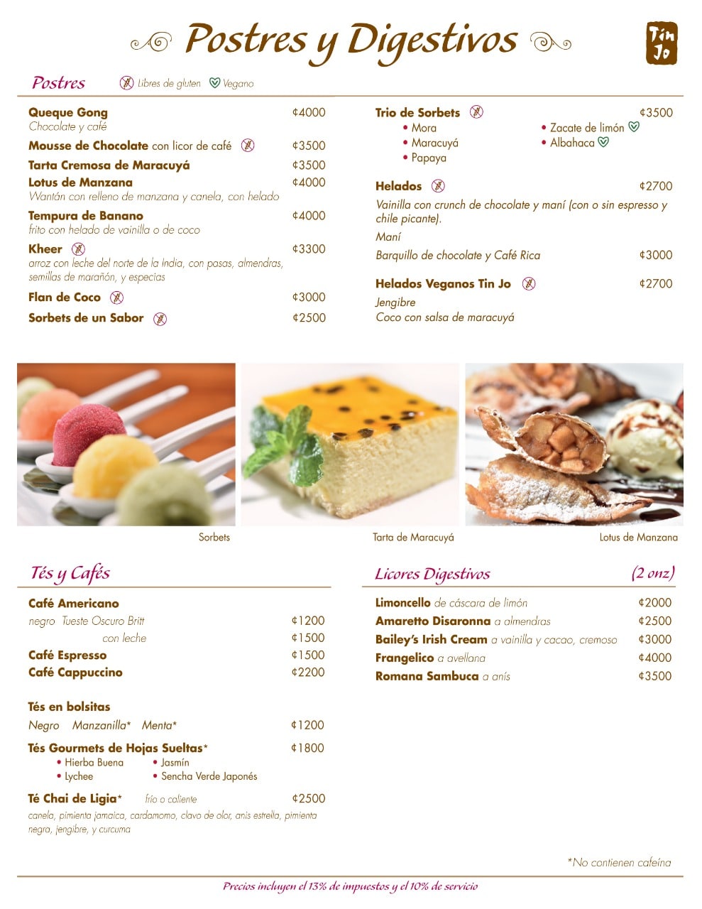 Nuestro menú, exquisitos platos de comida asiática Restaurante Tin Jo